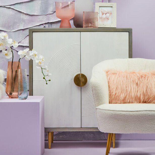 Sareel Cream and Grey Mango Wood Two Door Cabinet