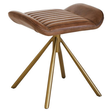 Buffalo Brown Leather Footstool