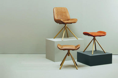 Buffalo Brown Leather Footstool