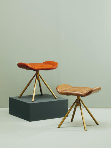 Buffalo Brown Leather Footstool