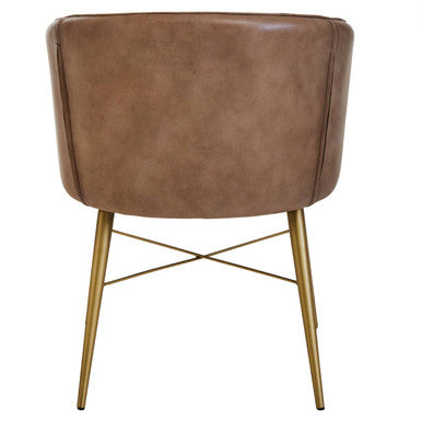 Buffalo Grey Leather Chair With Gold Finish Legs