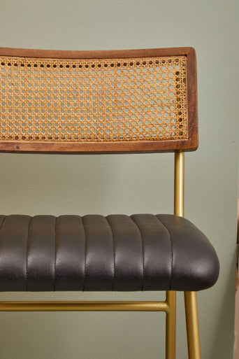 Buffalo Black Leather Bar Chair