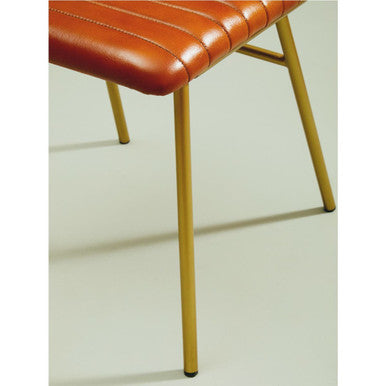 Buffalo Tan Leather Dining Chair With Gold Finish Frame