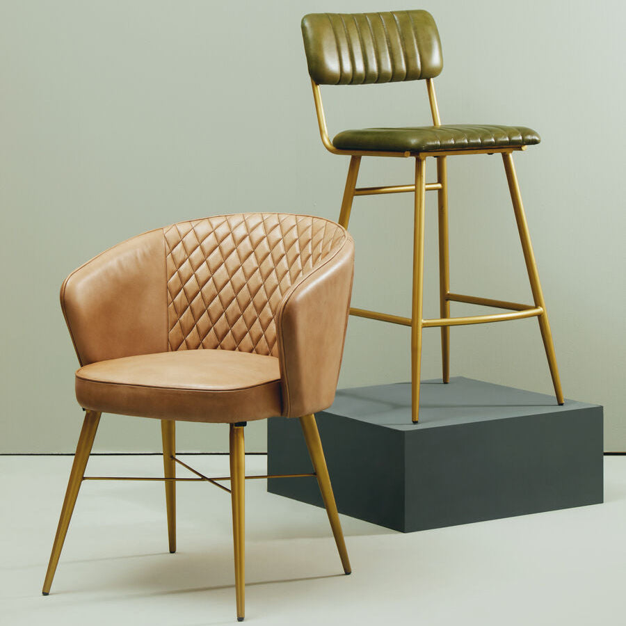 Buffalo Green Leather Bar Chair