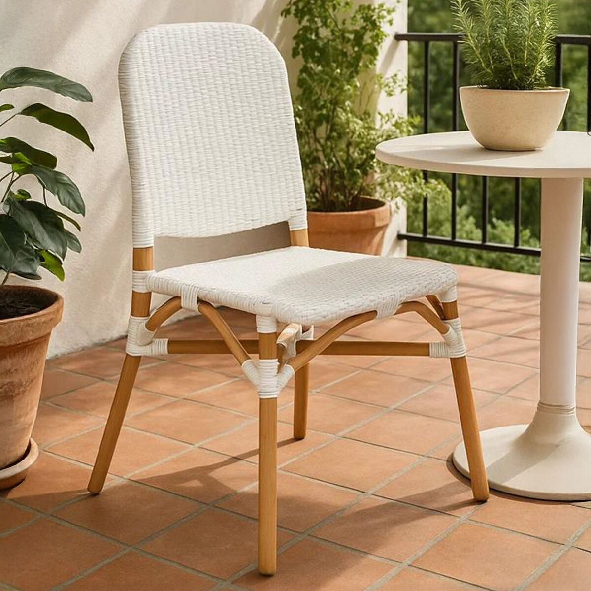 Manado Natural and White Rattan Dining Chair