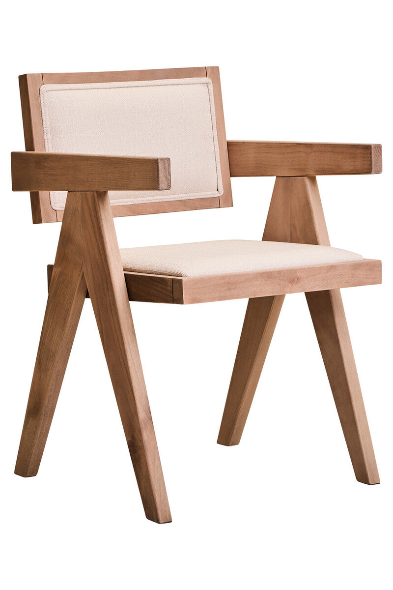 Cebu Ivory Fabric and Grey Wash Beech Wood Dining Chair - Image 4