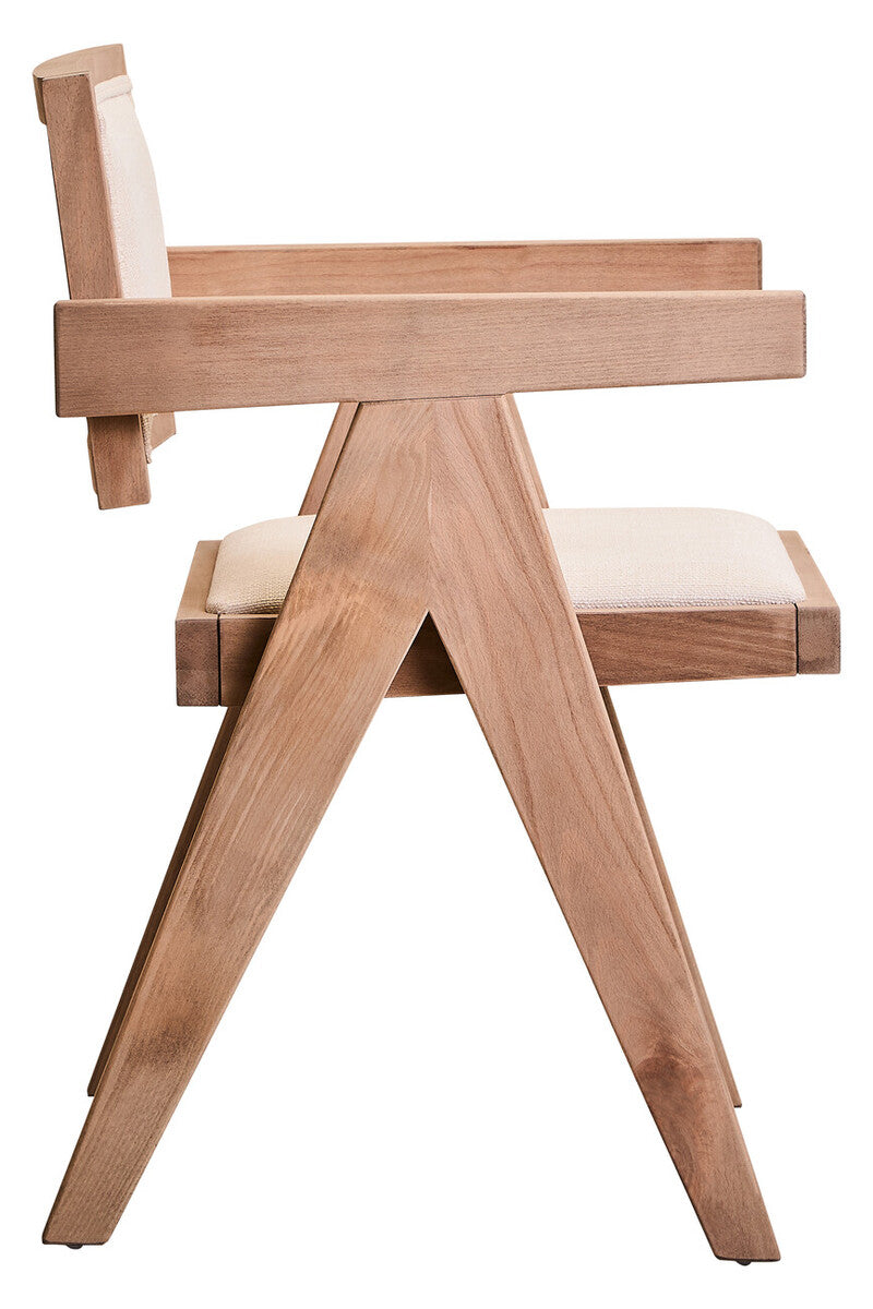 Cebu Ivory Fabric and Grey Wash Beech Wood Dining Chair