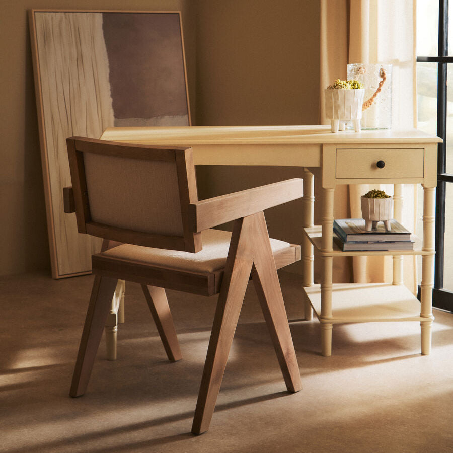 Cebu Ivory Fabric and Grey Wash Beech Wood Dining Chair - Image 3