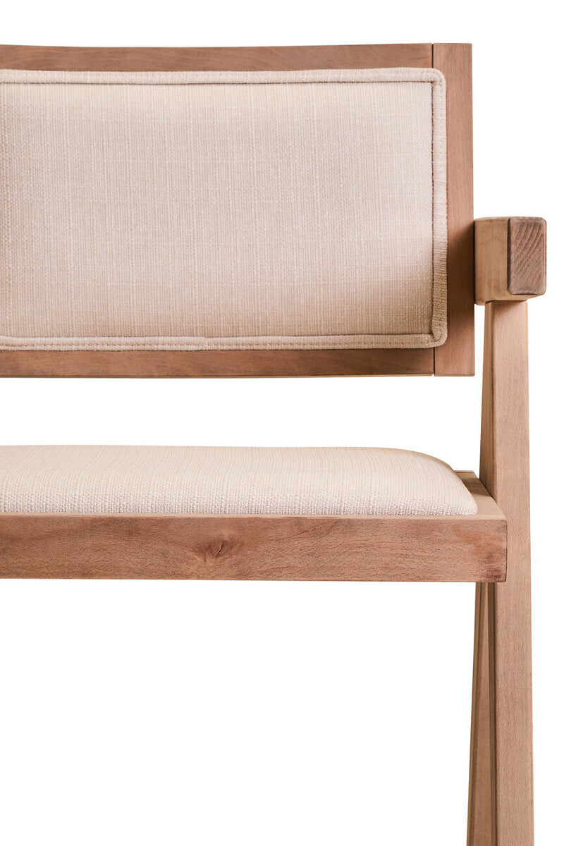 Cebu Ivory Fabric and Grey Wash Beech Wood Dining Chair - Image 7