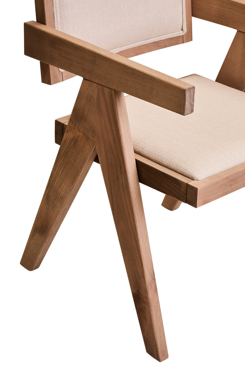 Cebu Ivory Fabric and Grey Wash Beech Wood Dining Chair - Image 8
