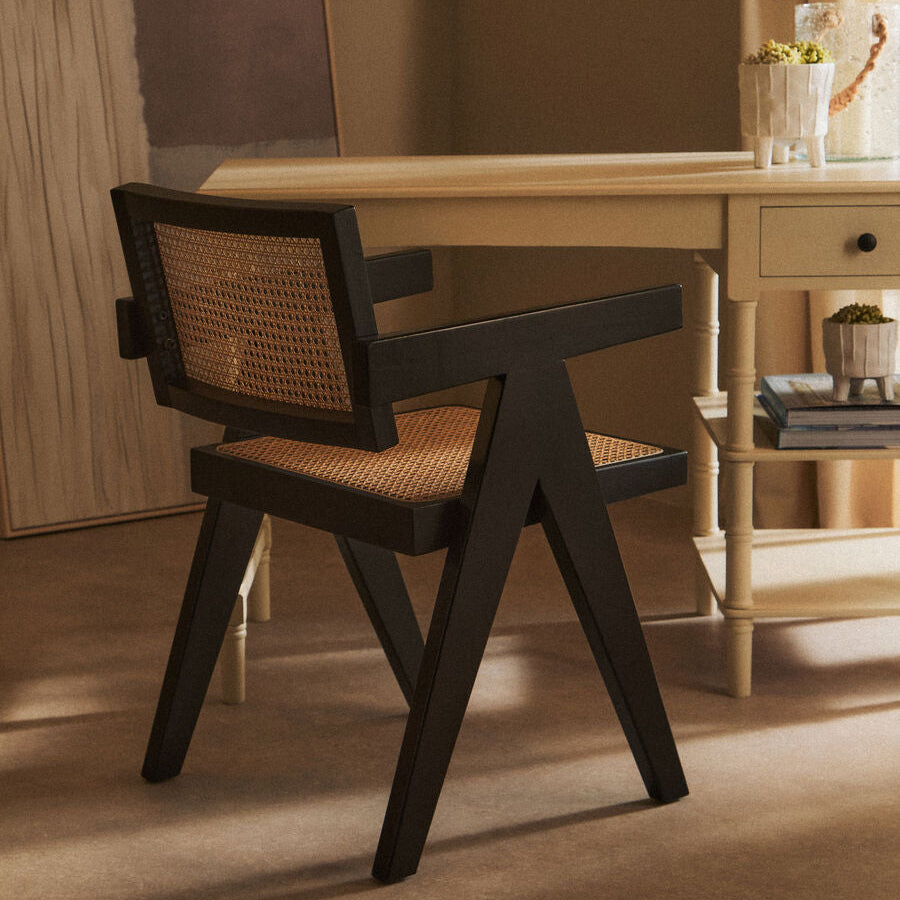 Cebu Natural Cane and Black Beech Wood Dining Chair - Image 5