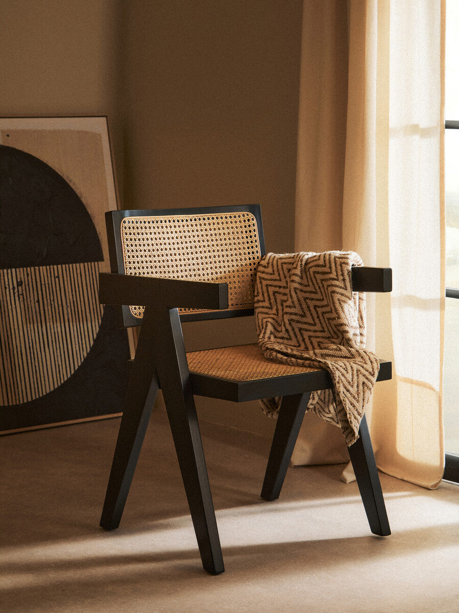 Cebu Natural Cane and Black Beech Wood Dining Chair - Image 3