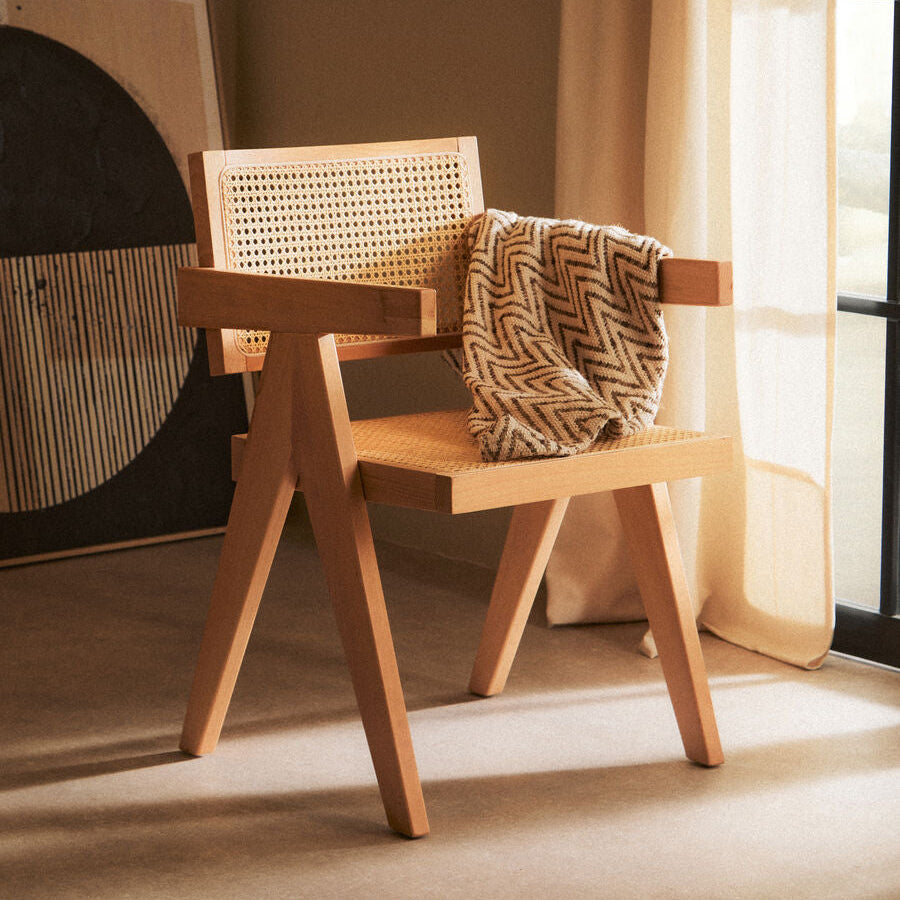 Cebu Natural Cane and Beech Wood Dining Chair - Image 1