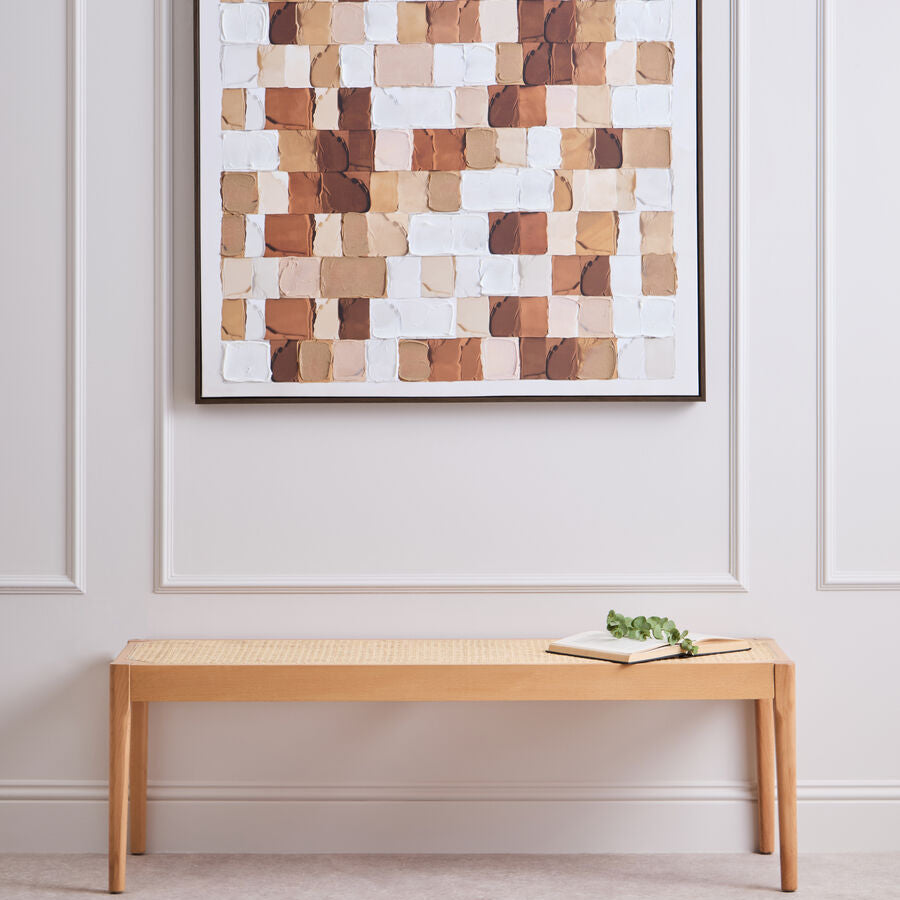 Cebu Natural Cane and Beech Wood Bench - Image 1