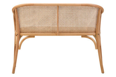 Cebu Natural Cane and Beech Wood Bench with Backrest