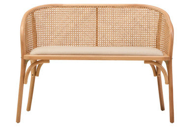 Cebu Natural Cane and Beech Wood Bench with Backrest - Image 2