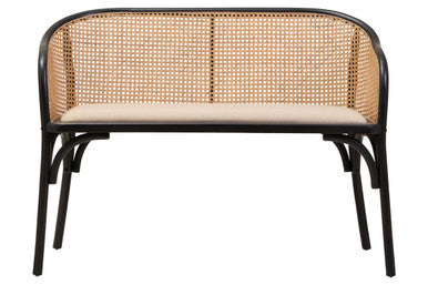 Cebu Natural Cane Bench with Black Beech Wood Frame - Image 2