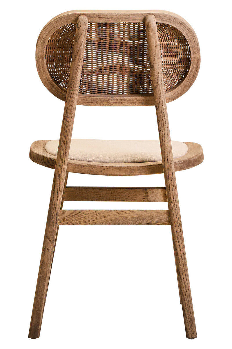 Cebu Beige Fabric and Grey Wash Elm Wood Dining Chair