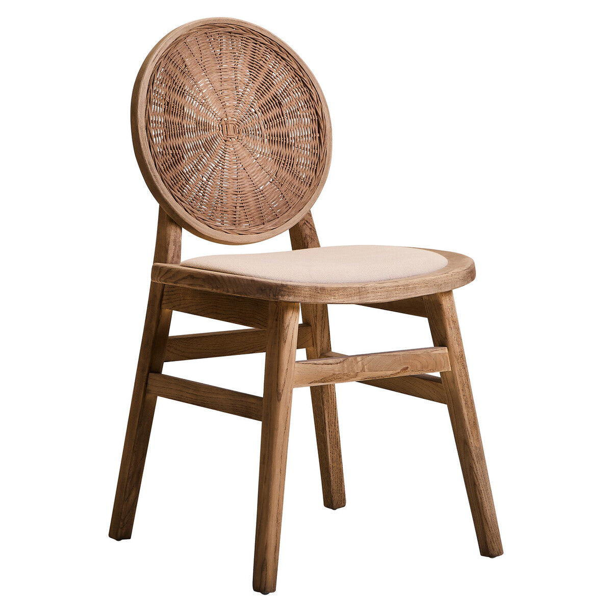 Cebu Beige Fabric and White Wash Elm Wood Dining Chair