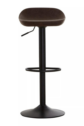 Black bar stool with adjustable height on a white background