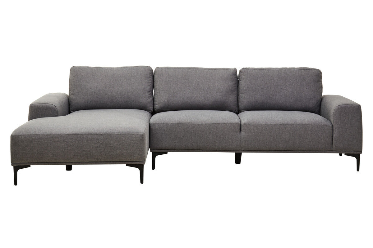 Gray sectional sofa on a white background