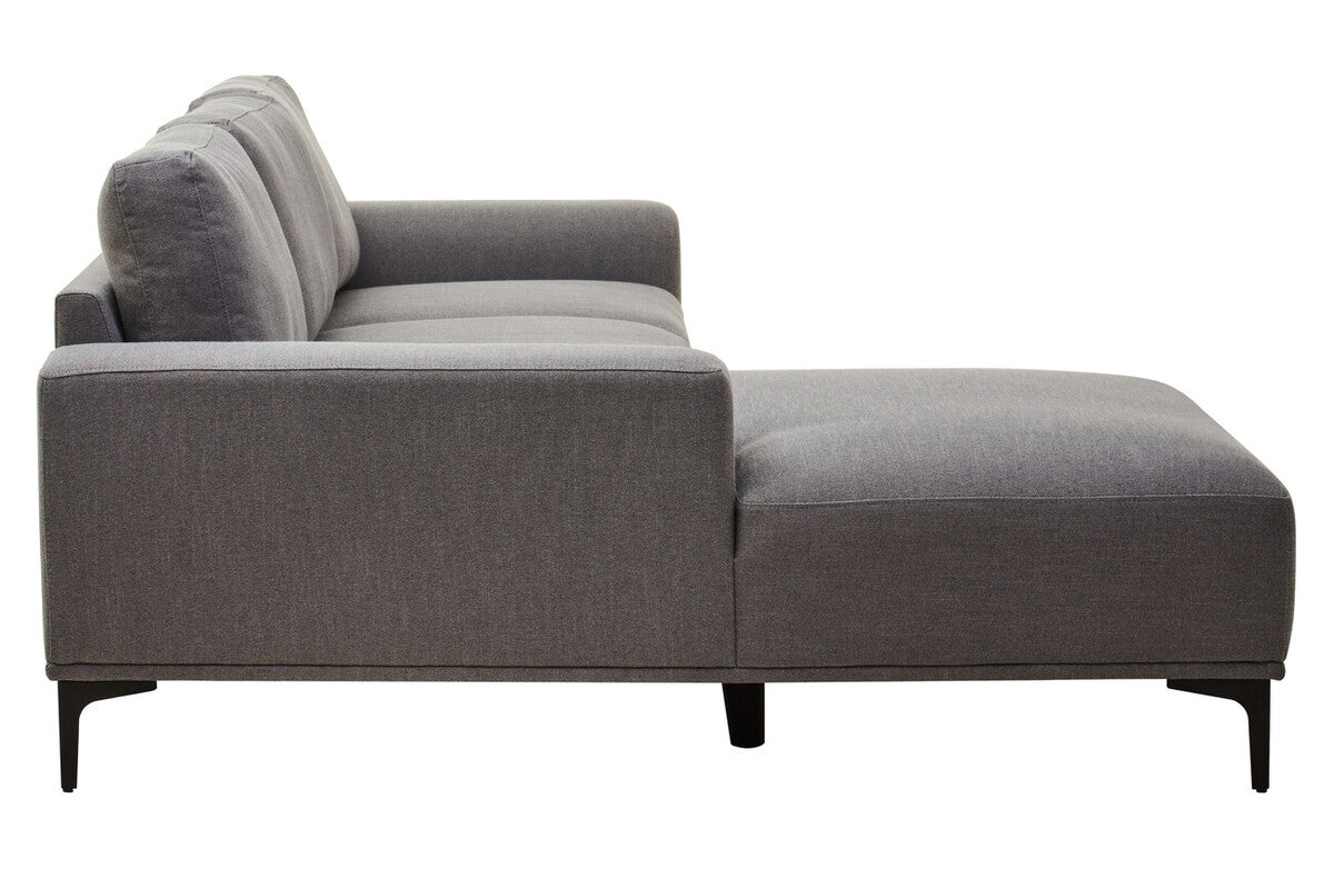 3 Seater Grey Fabric Left Chaise Sofa, Toulon - Image 5