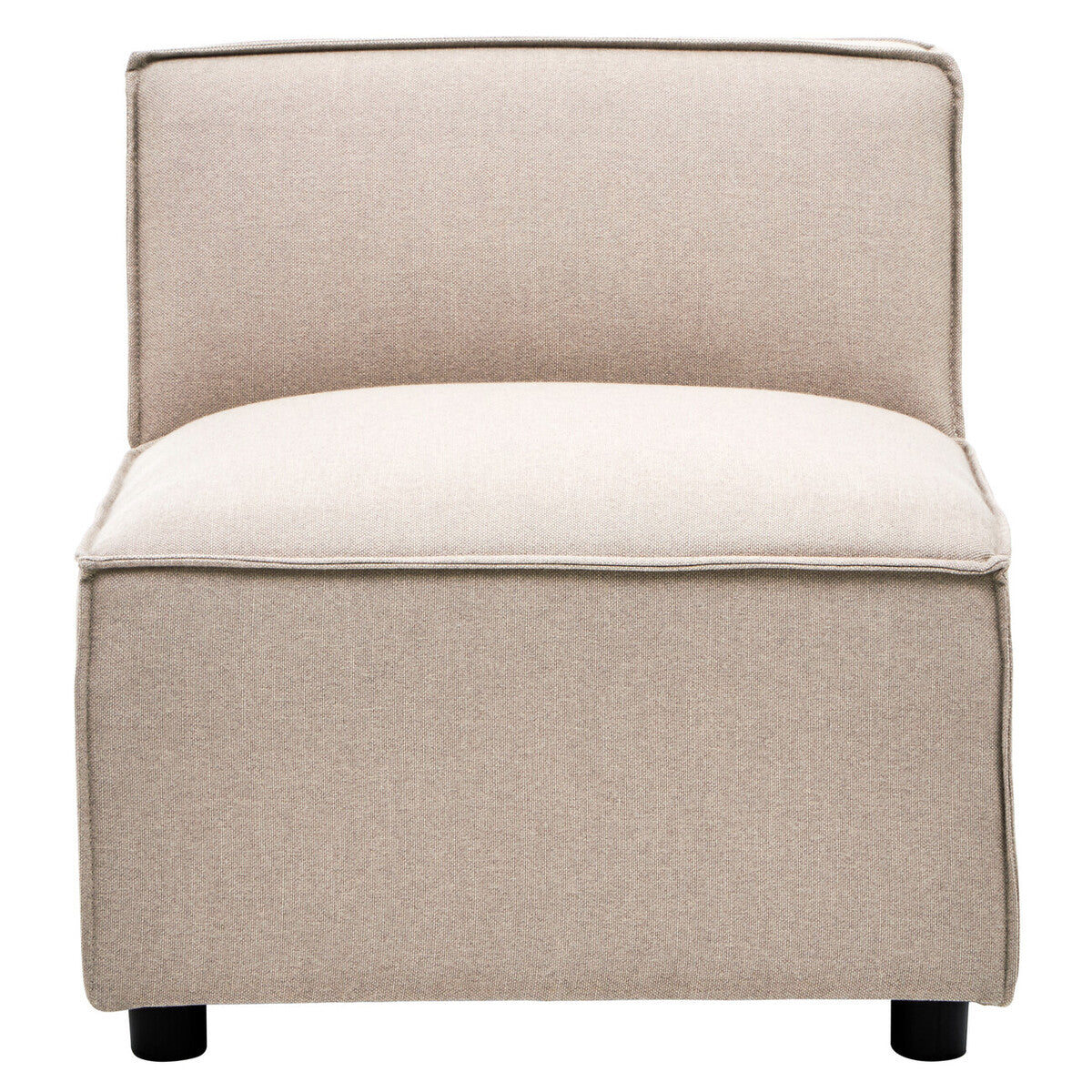 Beige armchair with a white cushion on a white background