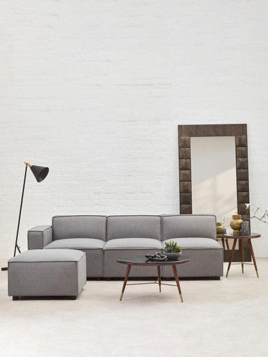 Toulouse Grey Fabric Sofa Ottoman
