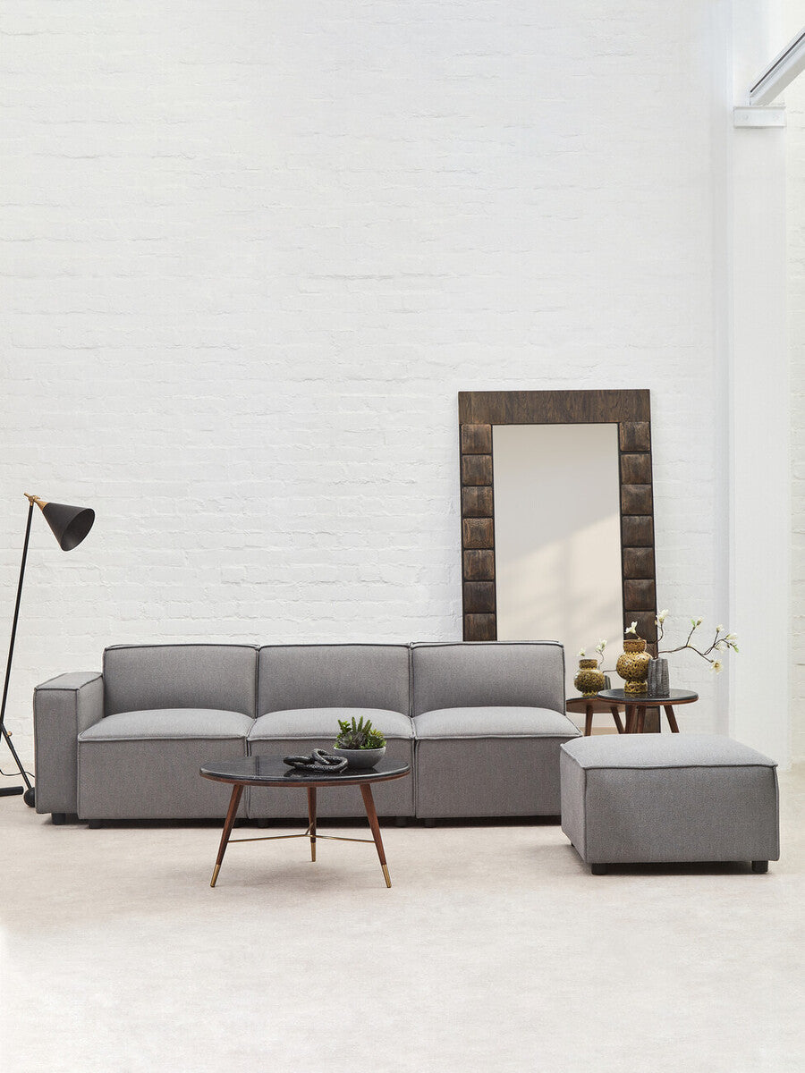 Toulouse Grey Fabric Sofa Ottoman