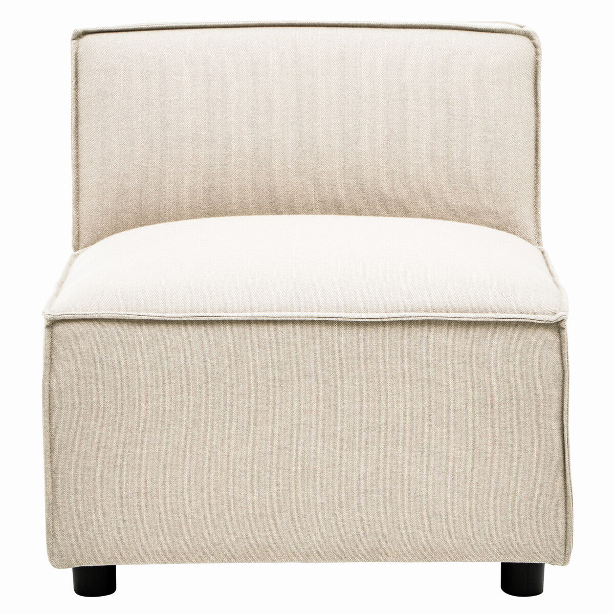 Beige armchair with white cushion on a white background