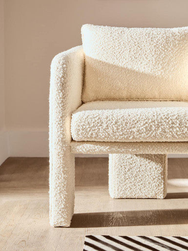 Ozzero Ivory Boucle Curved Armchair - Image 8