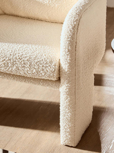 Ozzero Ivory Boucle Curved Armchair - Image 9