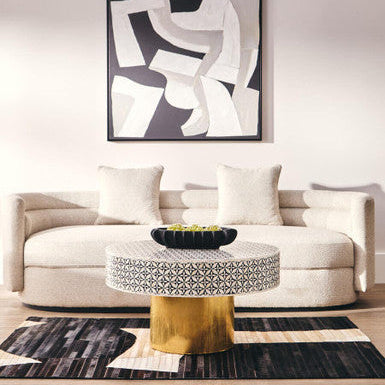 3 Seater Ivory Linen Curved Sofa, Oratino - Image 3