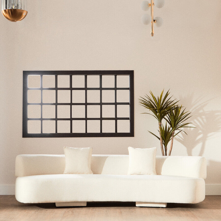 3 Seater Cream Linen Sofa, Ozzano - Image 1