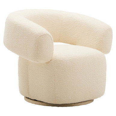 Oliveto Ivory Boucle Curved Swivel Armchair - Image 3