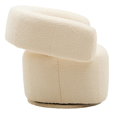Oliveto Ivory Boucle Curved Swivel Armchair - Image 4