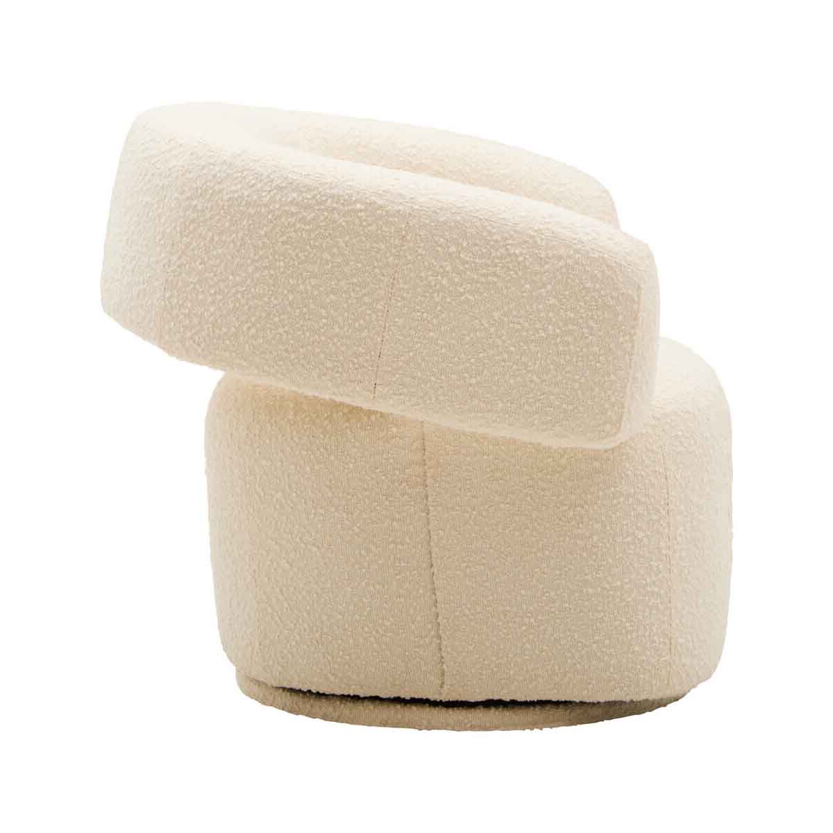 Oliveto Ivory Boucle Fabric Revolving Armchair