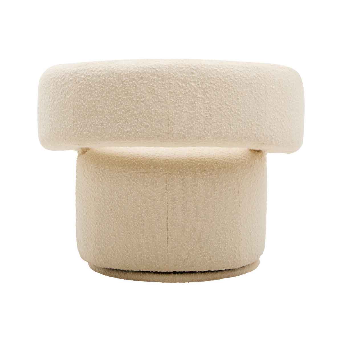 Oliveto Ivory Boucle Fabric Revolving Armchair