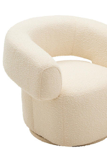 Oliveto Ivory Boucle Curved Swivel Armchair - Image 10