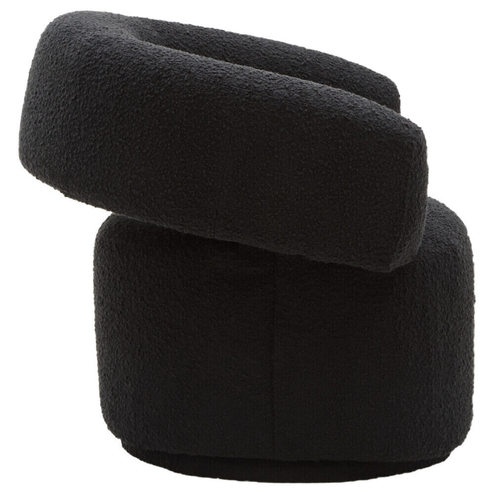 Oliveto Black Boucle Fabric Revolving Armchair