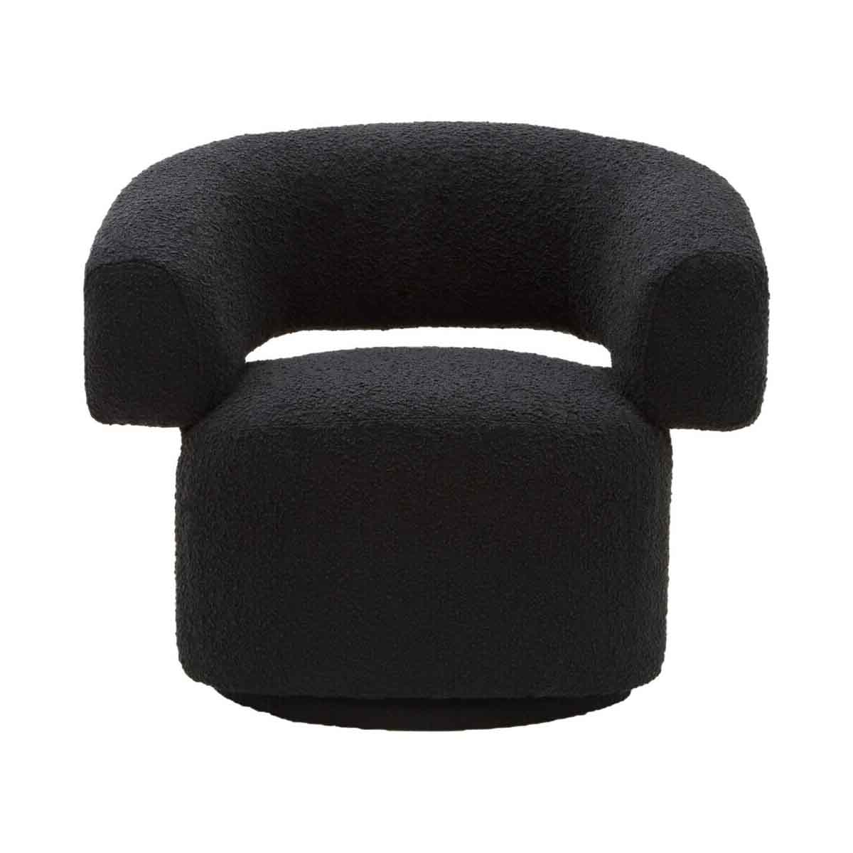 Oliveto Black Boucle Fabric Revolving Armchair