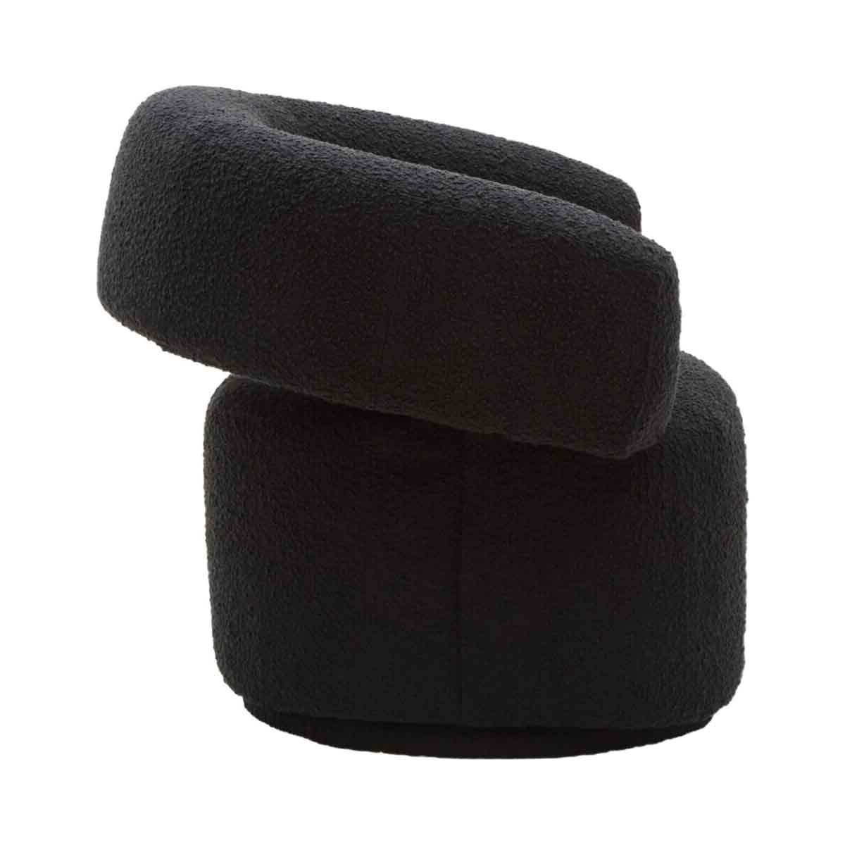 Oliveto Black Boucle Fabric Revolving Armchair