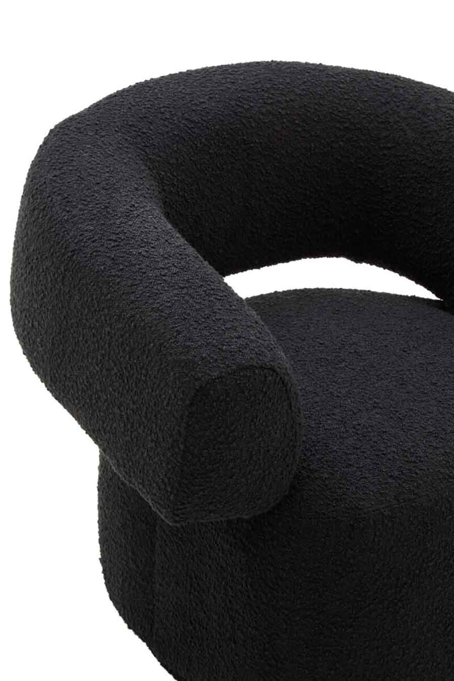 Oliveto Black Boucle Fabric Revolving Armchair
