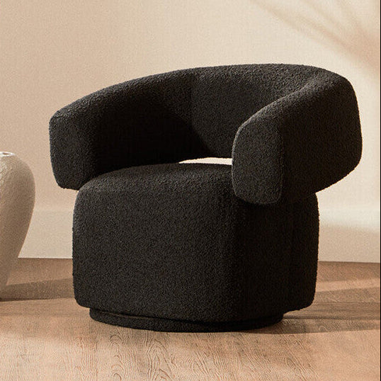 Oliveto Black Boucle Curved Swivel Armchair - Image 1