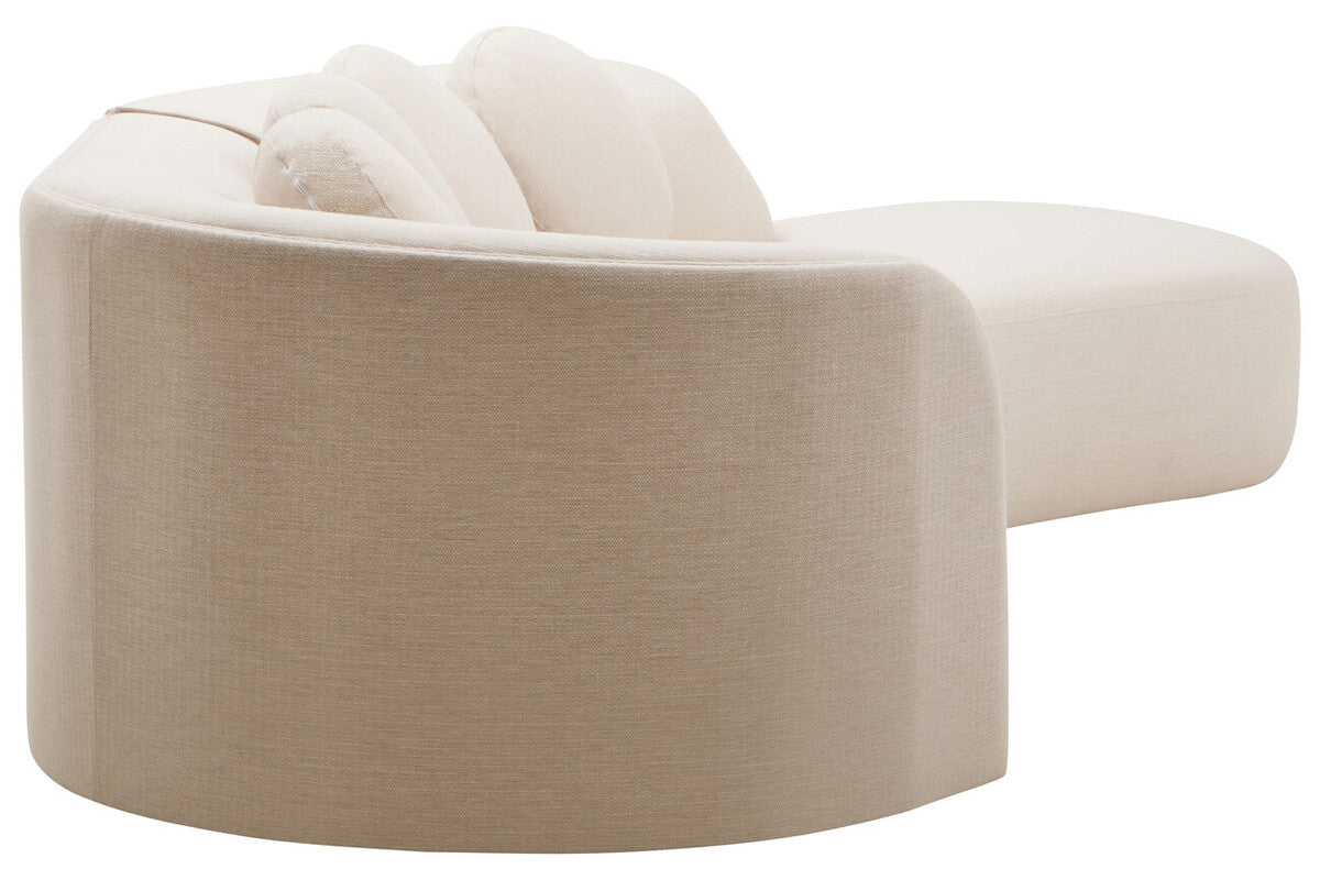 3 Seater Cream Linen Curved Sofa, Ovada - Image 5