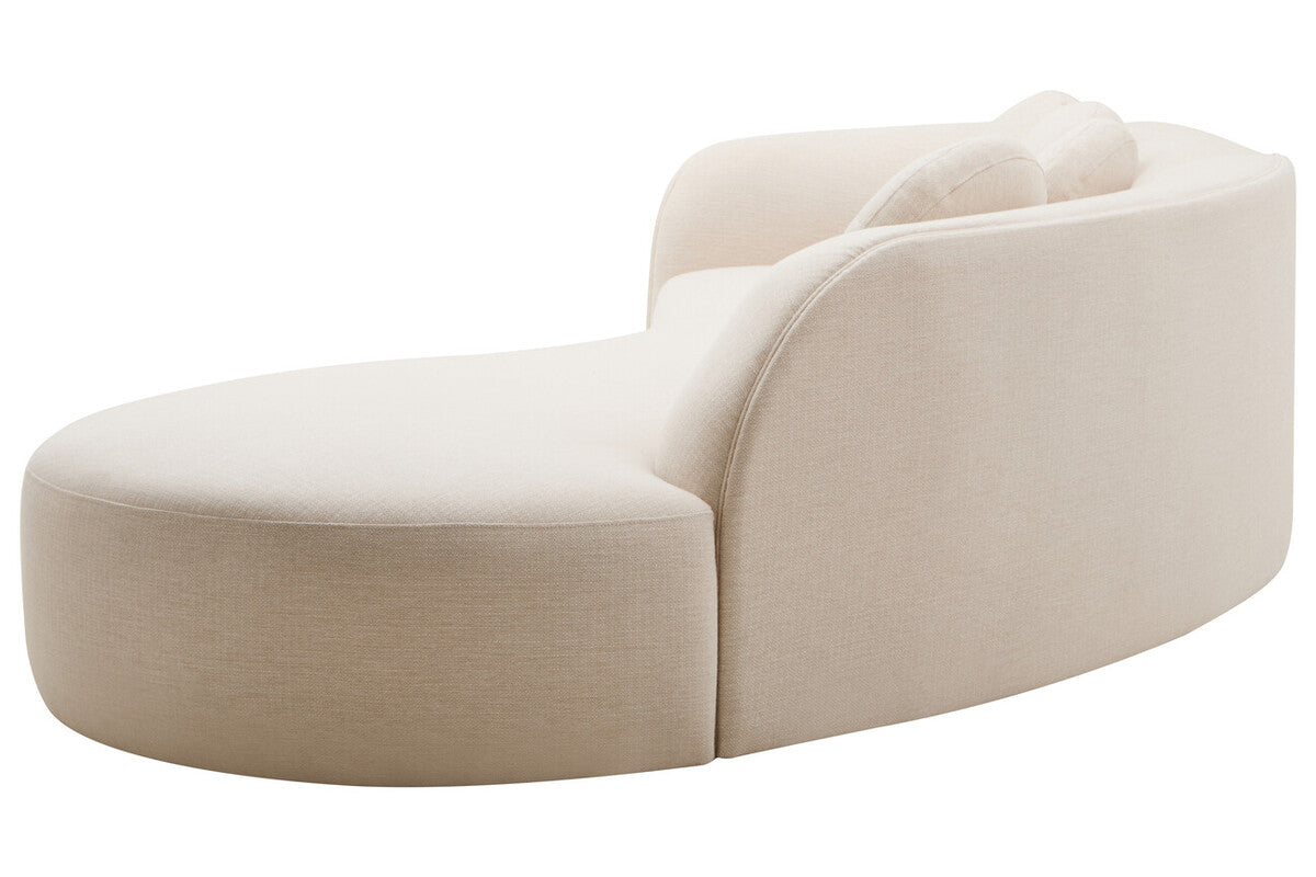 3 Seater Cream Linen Curved Sofa, Ovada - Image 7