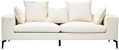 3 Seater Textured Fabric Cream Sofa, Avignon - Image 2