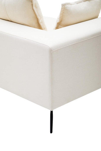 3 Seater Textured Fabric Cream Sofa, Avignon - Image 6