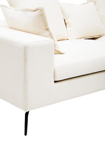 3 Seater Textured Fabric Cream Sofa, Avignon - Image 8