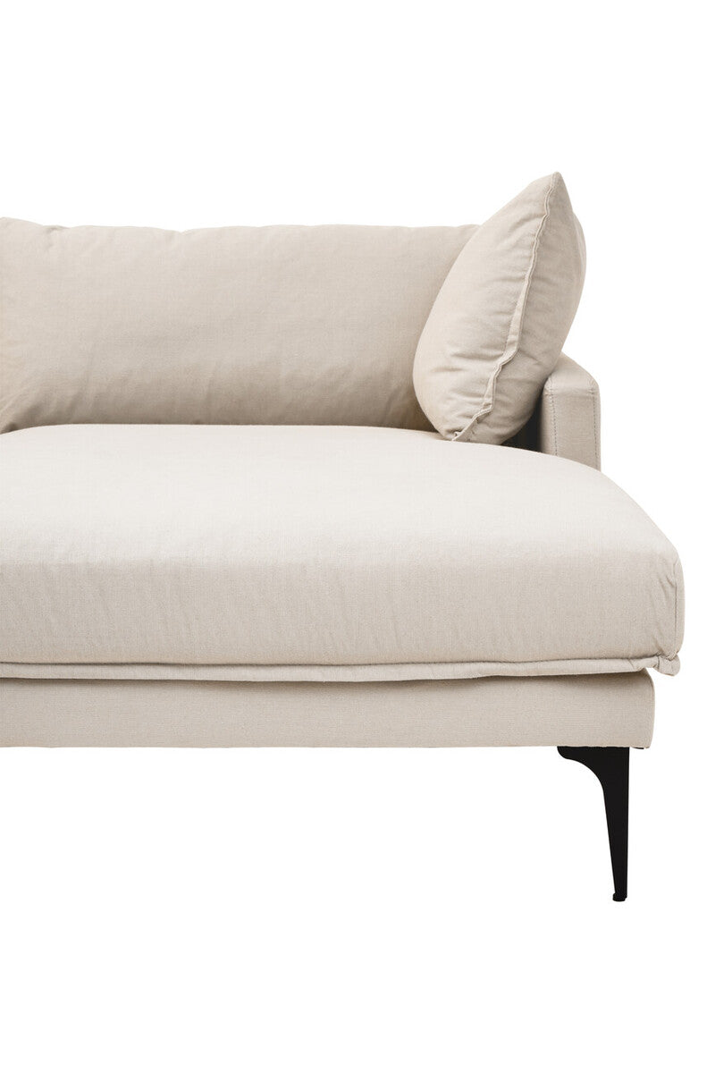 3 Seater Cream Right Chaise Sofa, Comfee